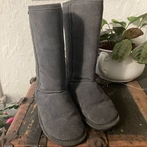 Tall gray Bearpaw Sherpa boots